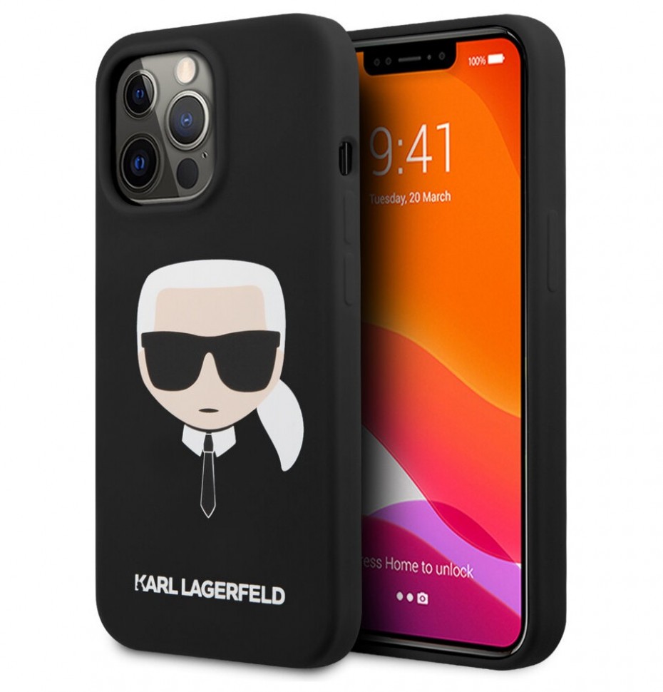 фото Чехол cg mobile karl lagerfeld liquid silicone karls head hard iphone 13 pro max, черный