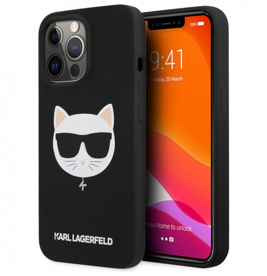 фото Чехол cg mobile karl lagerfeld liquid silicone choupette hard iphone 13 pro max, черный