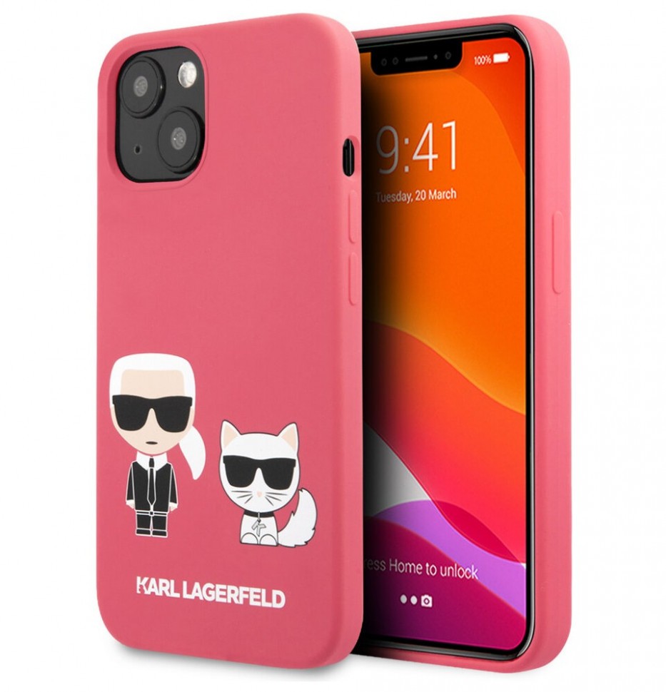 фото Чехол cg mobile karl lagerfeld liquid silicone karl choupette hard iphone 13 mini, фуксия