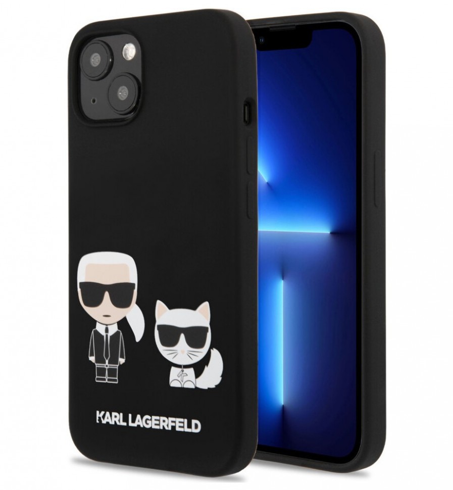 фото Чехол cg mobile karl lagerfeld liquid silicone karl choupette hard для iphone 13, черный