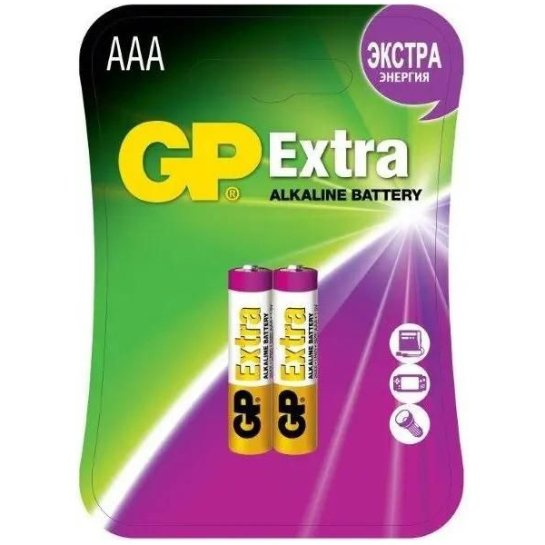 

AAA Батарейка GP Extra Alkaline 24AX LR03, 2 шт.