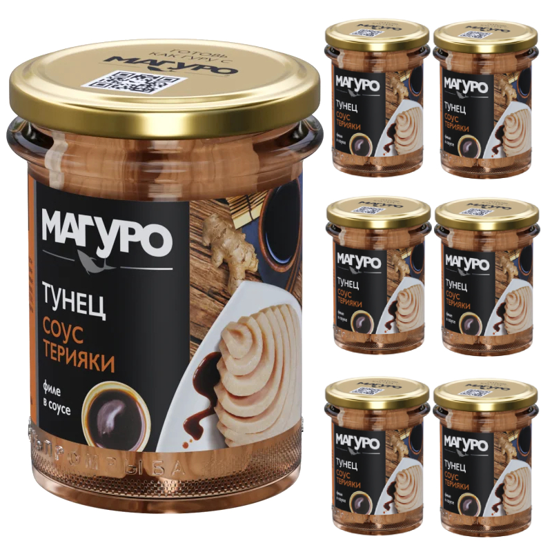 

Тунец Магуро полосатый, филе, в соусе терияки, 6x200 г