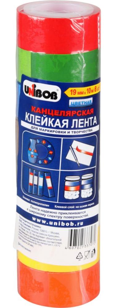 

Лента Unibob клейкая маркировочная 8 цветов, Разноцветный