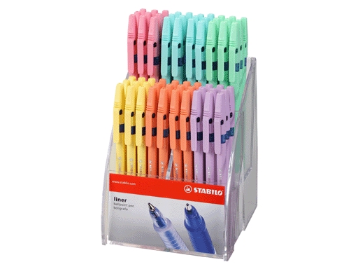 

Ручка шариковая STABILO Liner 808FР/8041 пастель корпус, дисплей 80шт, синий стержень
