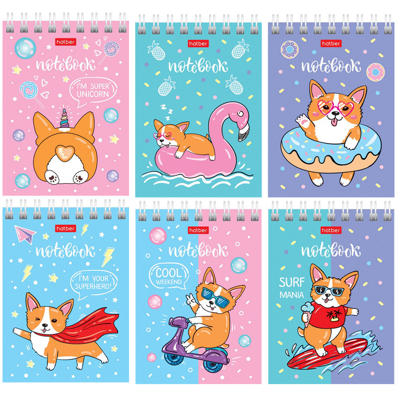 

Блокнот Hatber Забавные корги А7 в клетку 40 листов в ассортименте