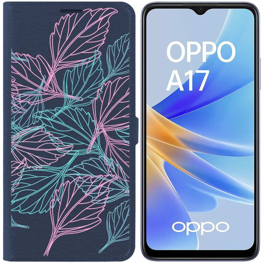 Чехол-книжка Eco Book для Oppo A17 Листья паттерн