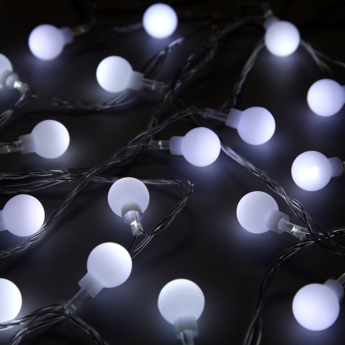 фото Гирлянда "нить" 5 м с насадками "шарики белые", ip20, прозрачная нить, 30 led nobrand