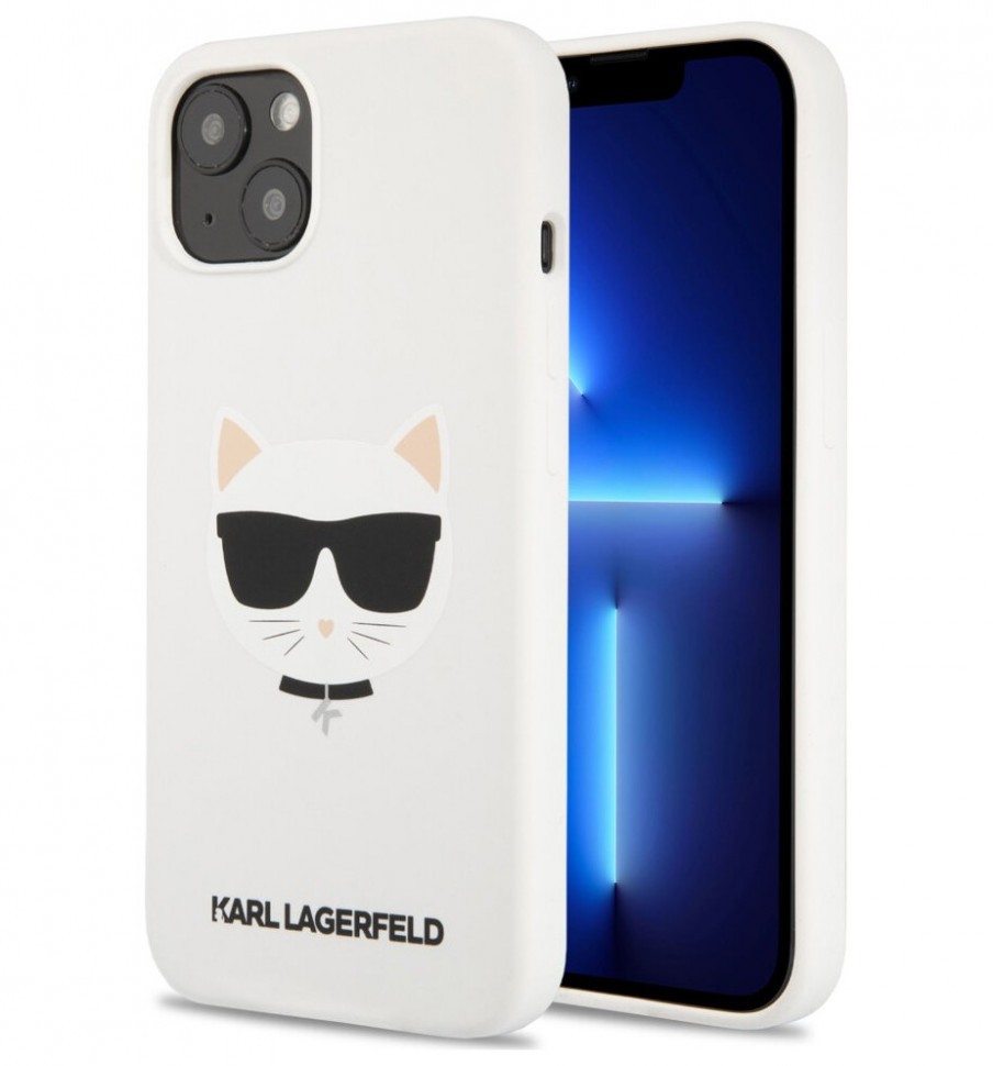 фото Чехол cg mobile karl lagerfeld liquid silicone choupette hard для iphone 13, белый