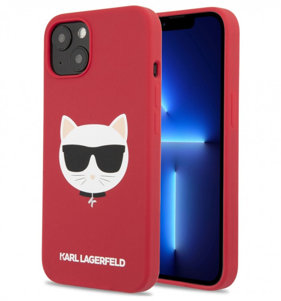 фото Чехол cg mobile karl lagerfeld liquid silicone choupette hard для iphone 13, красный