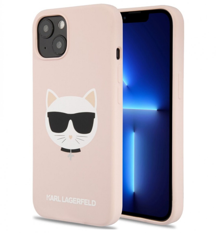 фото Чехол cg mobile karl lagerfeld liquid silicone choupette hard для iphone 13, розовый