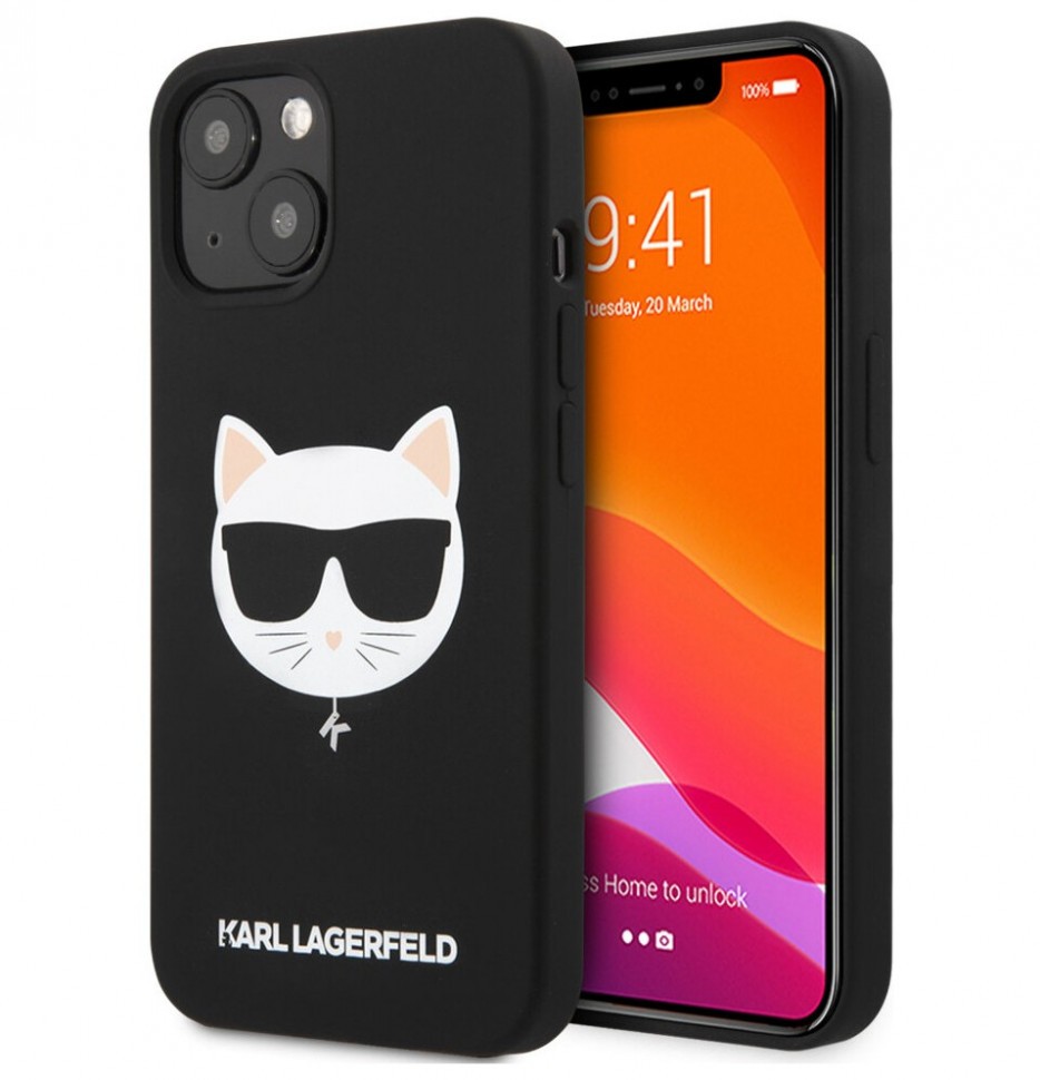 фото Чехол cg mobile karl lagerfeld liquid silicone choupette hard для iphone 13, черный