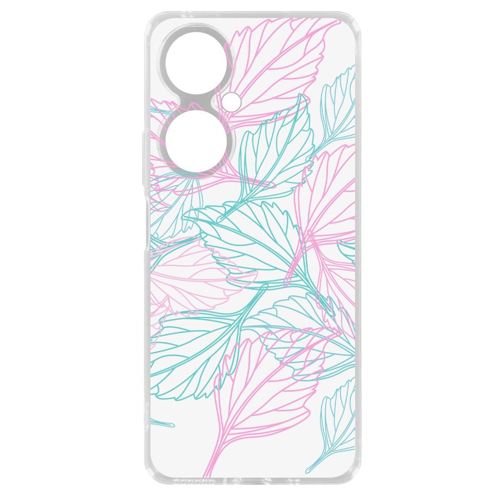 

Чехол-накладка Krutoff Clear Case Листья паттерн для Huawei Nova 11i, Прозрачный