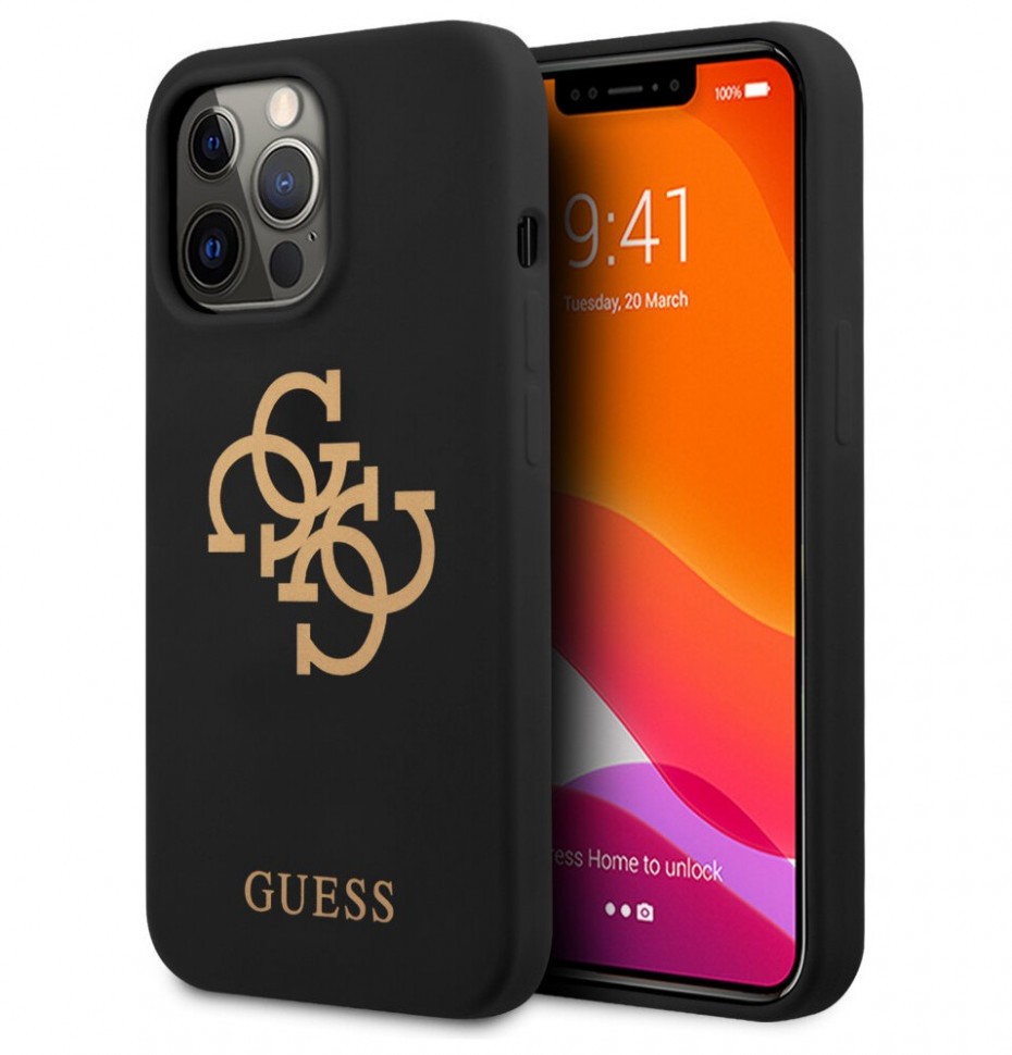 фото Чехол cg mobile guess liquid silicone 4g big logo hard для iphone 13 pro max, черный