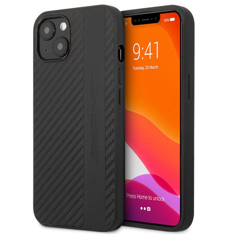 фото Чехол cg mobile amg pu carbon effect stripe hard для iphone 13, черный