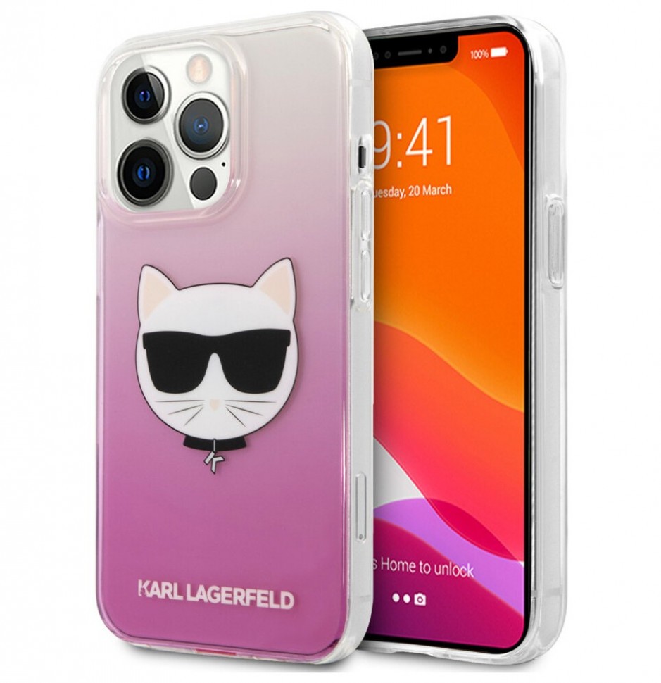 фото Чехол cg mobile karl lagerfeld pc/tpu choupette hard для iphone 13 pro max, розовый