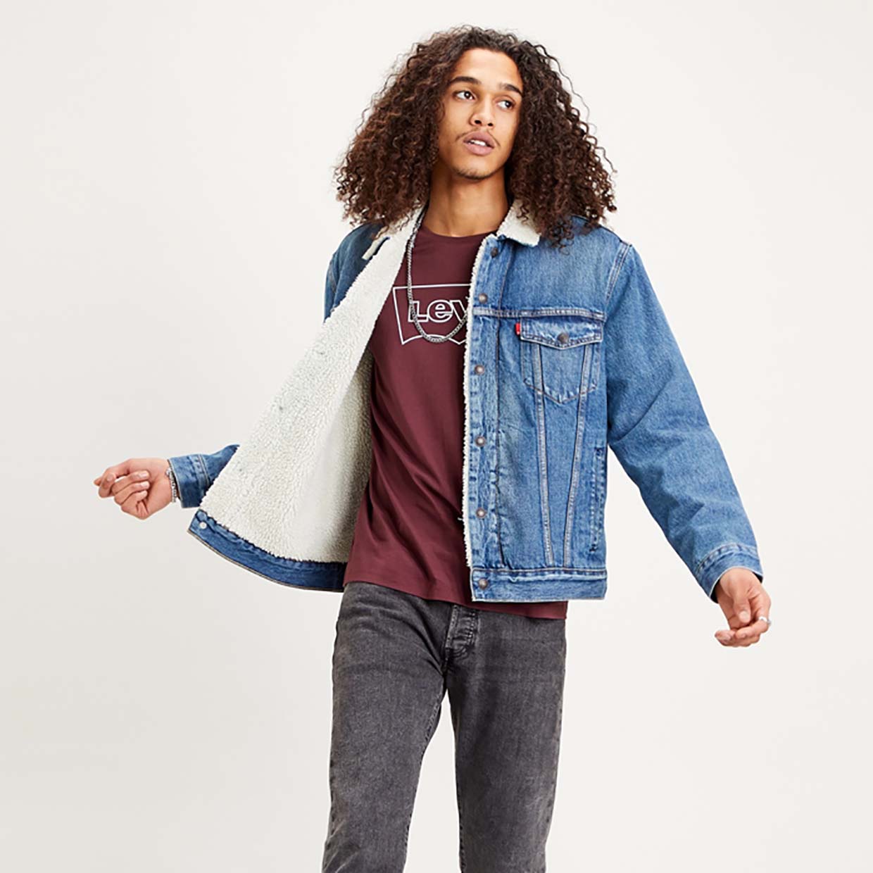 фото Джинсовая куртка мужская levi's type 3 sherpa trucker jacket синяя m