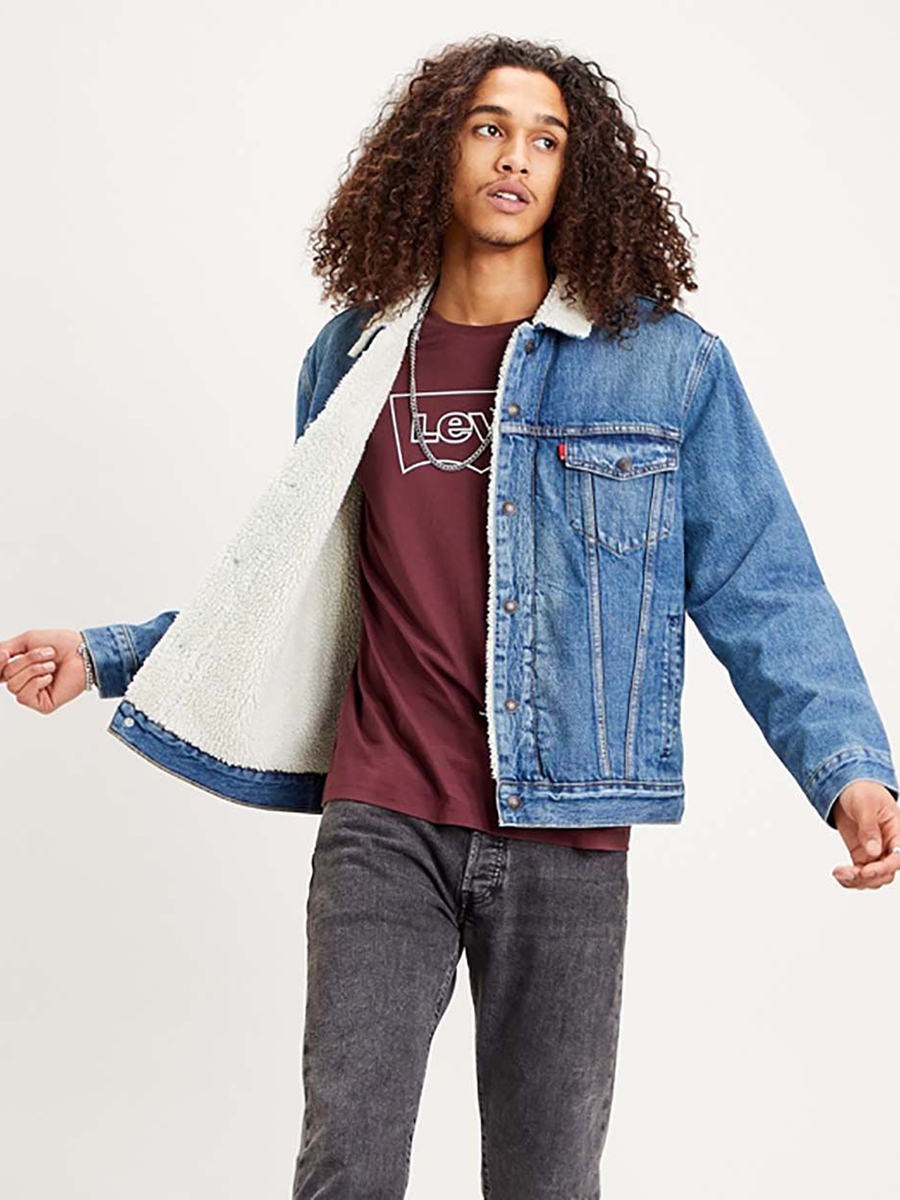 

Джинсовая куртка мужская Levi's Type 3 Sherpa Trucker Jacket синяя L, Синий, Type 3 Sherpa Trucker Jacket