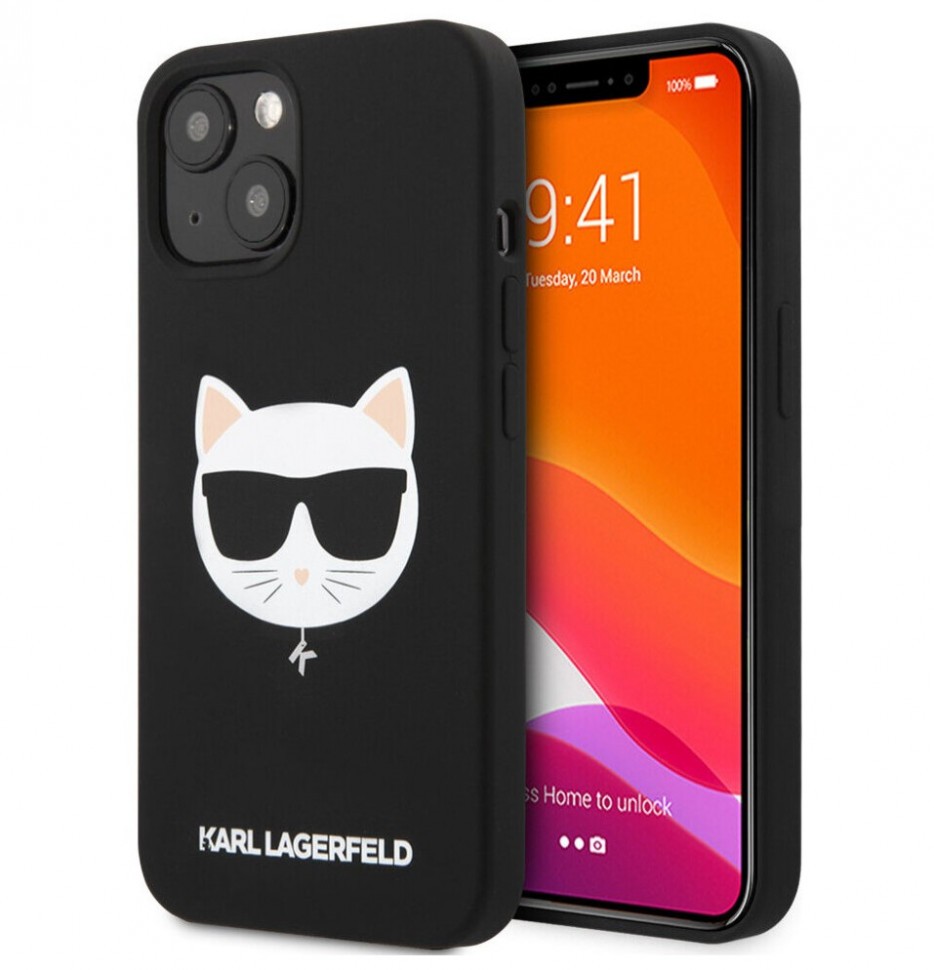 

Чехол Karl Lagerfeld Liquid silicone Choupette Hard для iPhone 13 Mini, Черный, Liquid silicone Choupette