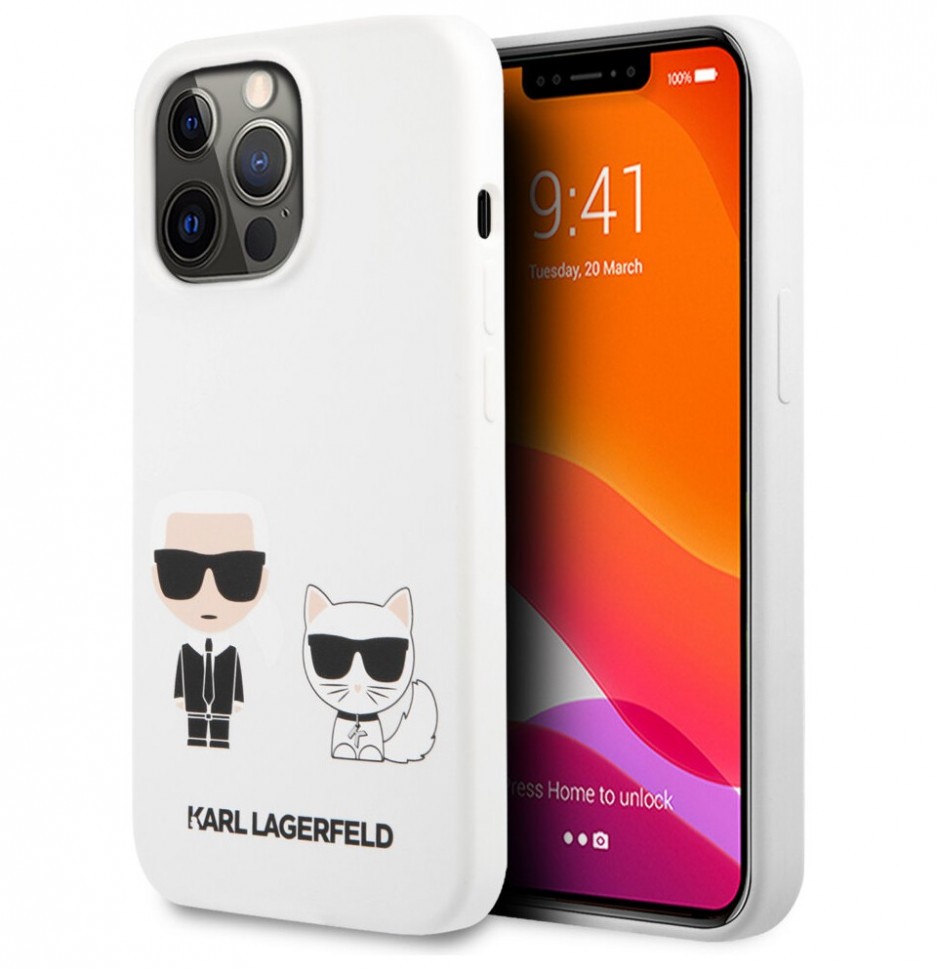 фото Чехол cg mobile karl lagerfeld liquid silicone karl choupette hard iphone 13 pro, белый