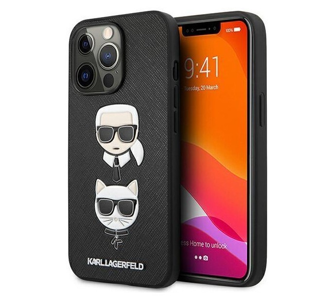 фото Чехол cg mobile karl lagerfeld pu saffiano karl choupette heads hard iphone 13 pro, черный