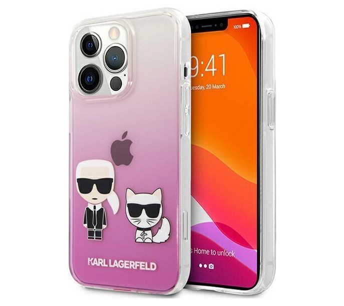 фото Чехол cg mobile karl lagerfeld pc/tpu karl choupette hard iphone 13 pro, розовый градиент