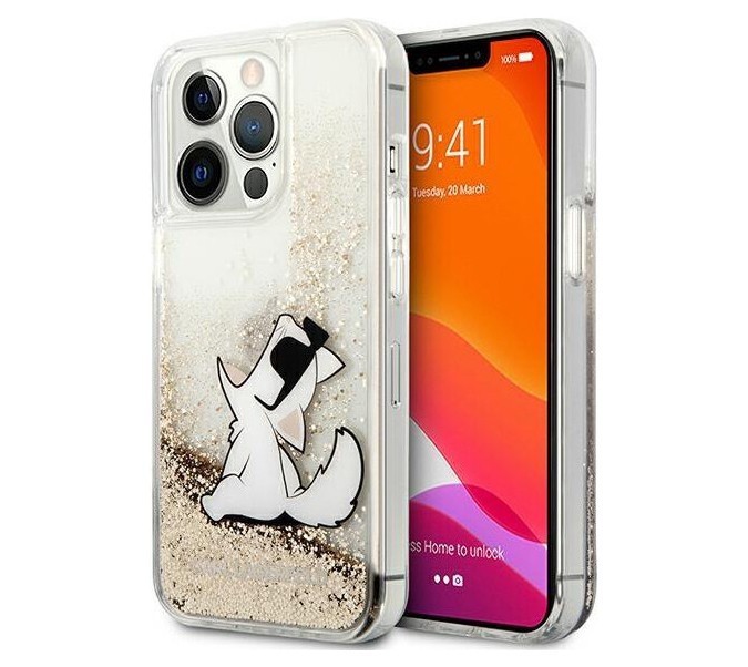 фото Чехол cg mobile karl lagerfeld pc/tpu choupette fun hard для iphone 13 pro, золотой