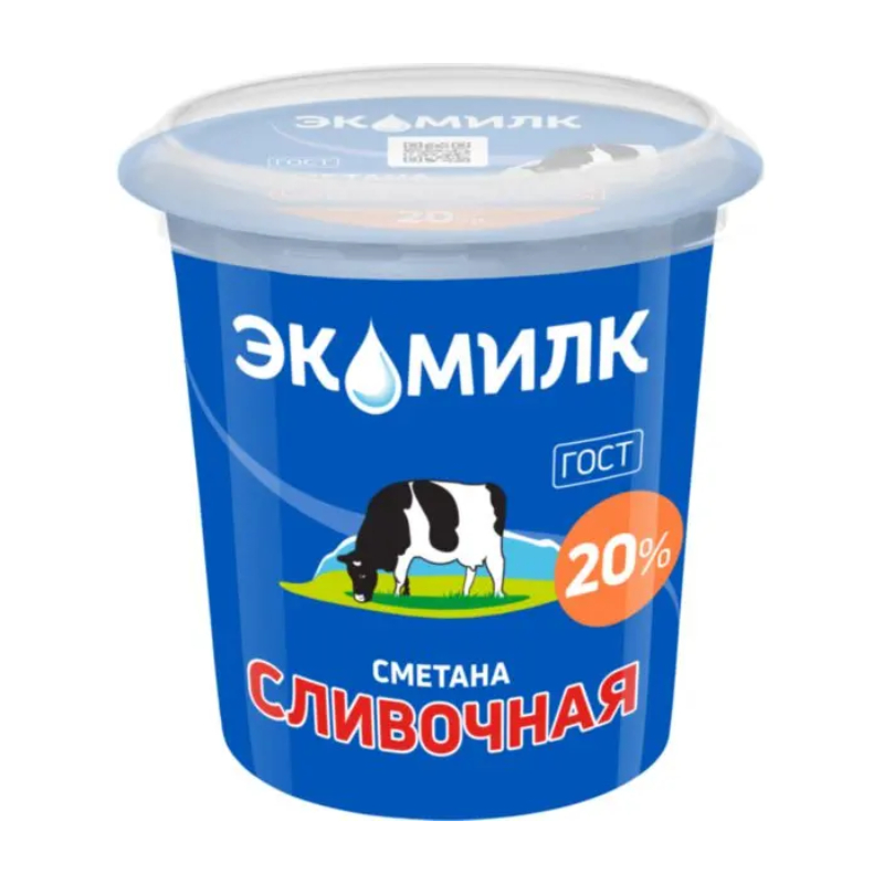 Сметана Экомилк сливочная, 20%, 300 г