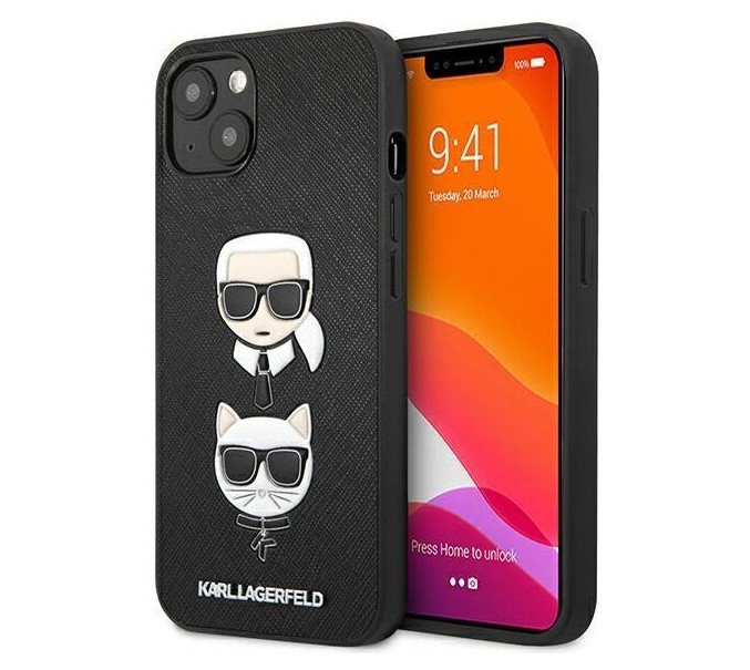 фото Чехол cg mobile karl lagerfeld pu saffiano karl choupette heads hard для iphone 13, черный