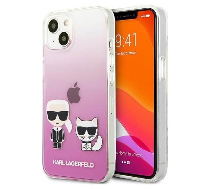 фото Чехол cg mobile karl lagerfeld pc/tpu karl choupette hard для iphone 13, розовый градиент