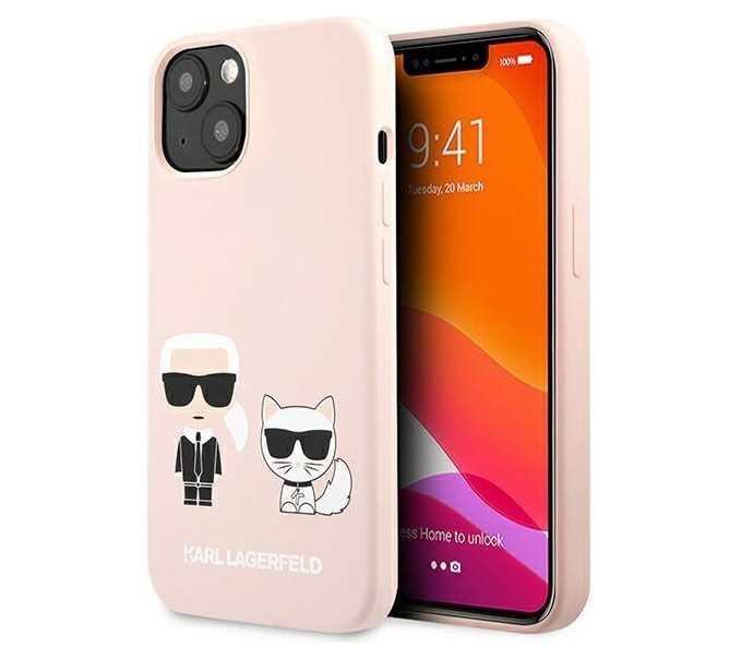 фото Чехол cg mobile karl lagerfeld liquid silicone karl choupette hard для iphone 13, розовый