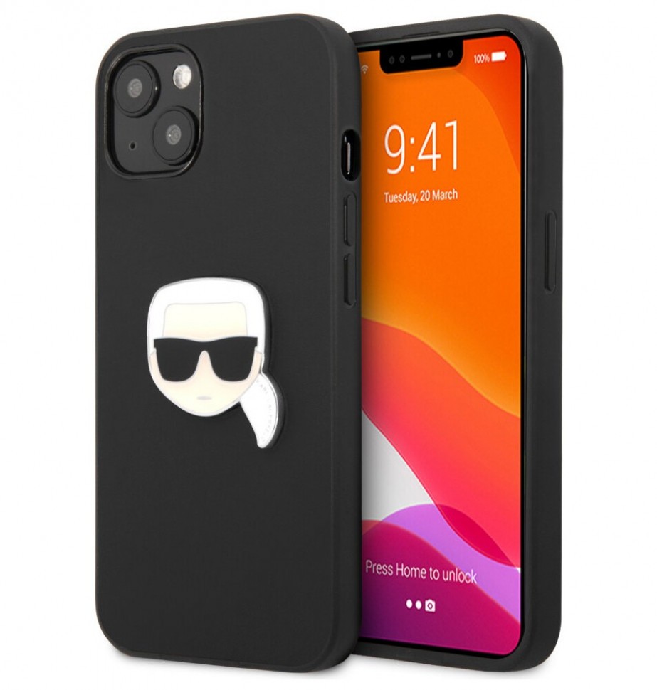 фото Чехол cg mobile karl lagerfeld karls head patch hard для iphone 13, черный