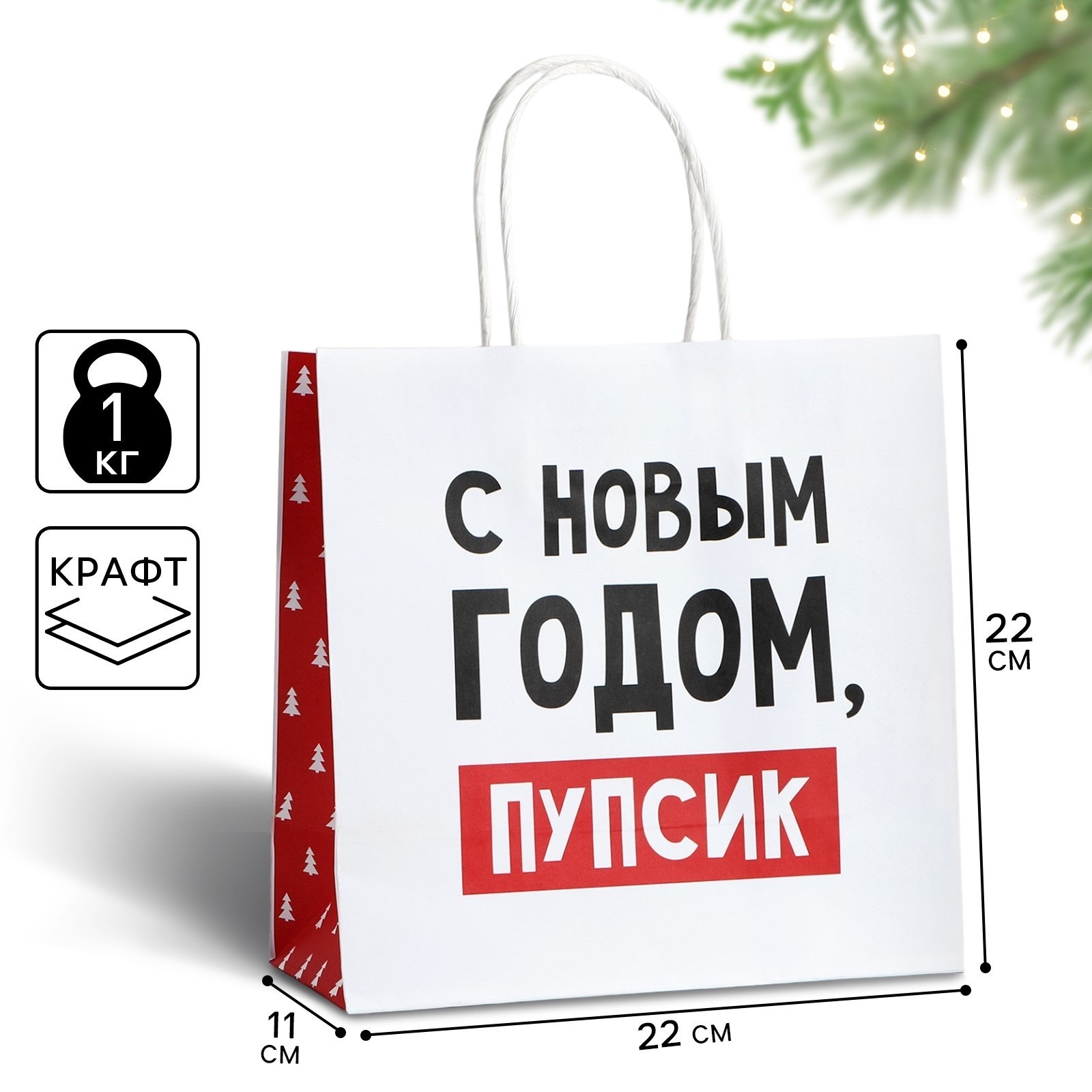 

Пакет подарочный Дарите Счастье новогодний С Новым годом пупсик 22 х 22 х 11 см, Коллекция "Жизненно НГ"