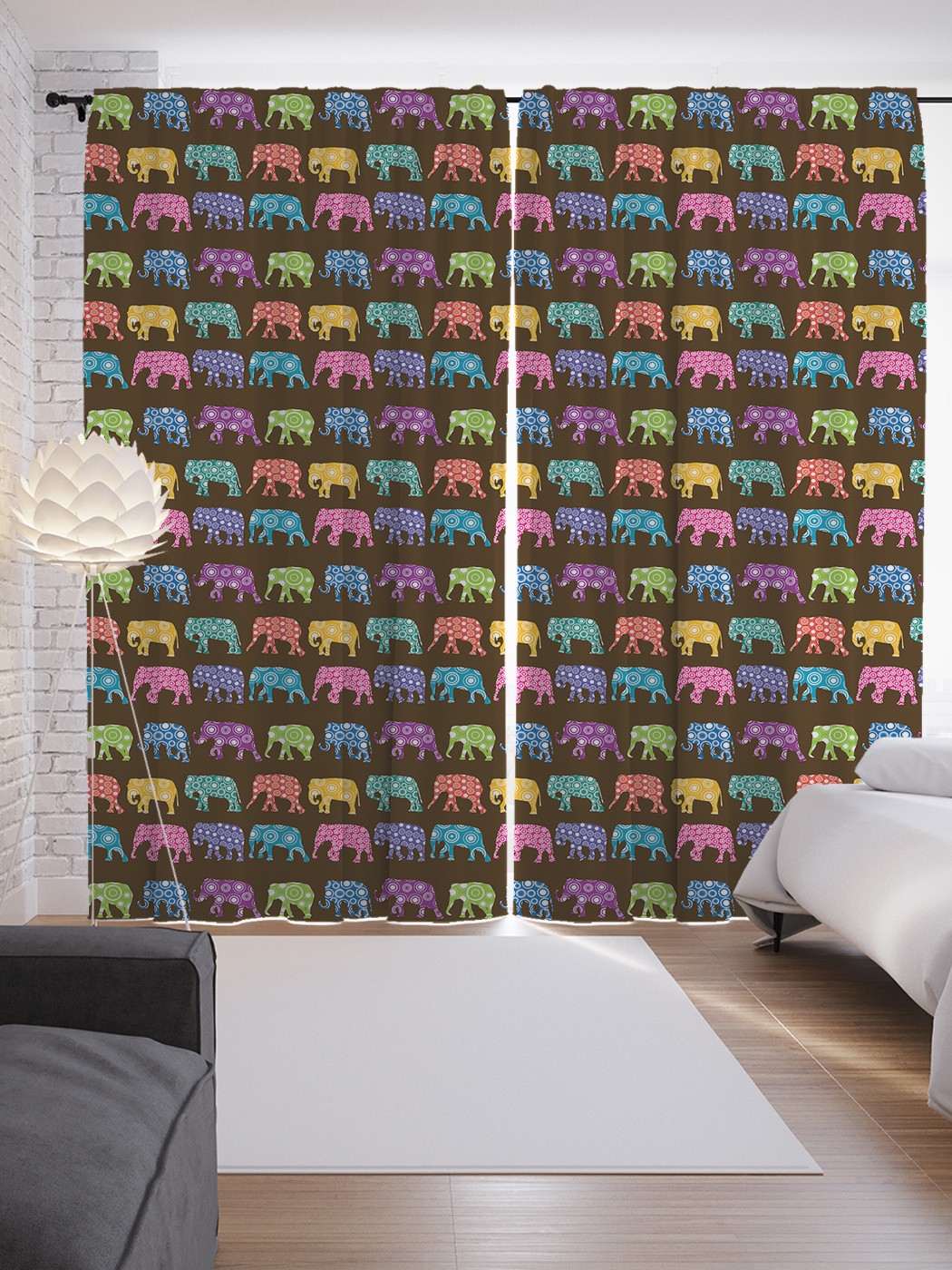

Шторы JoyArty с фотопечатью "Лоскутные слоны" из сатена, 290х265 см, Лоскутные слоны