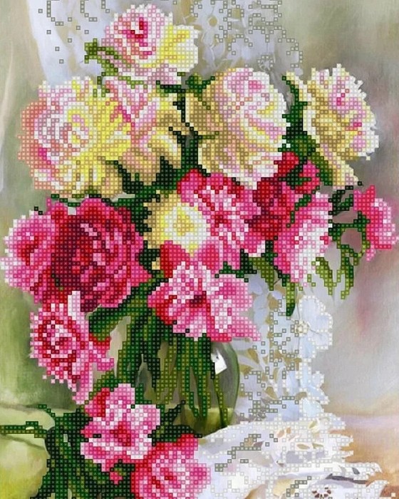 

Схемы для вышивания бисером Пионы 1438, 20x25 см от