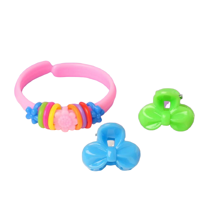 фото Комплект детский "выбражулька" 3 предмета: 2 крабика, браслет, бантик, цвет микс
