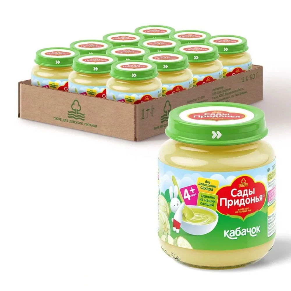 

Пюре Сады Придонья кабачок, с 4 месяцев, 12x120 г