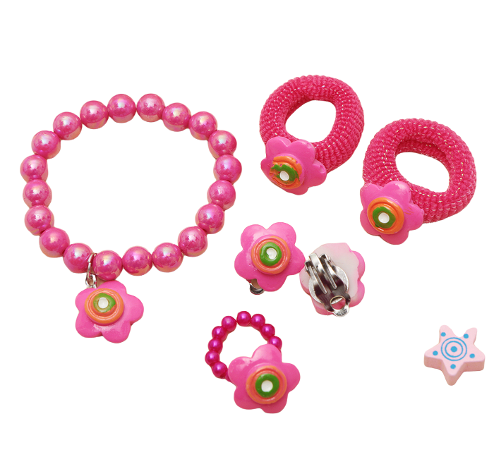 фото Комплект детский выбражулька 5 предметов: 2 резинкиклипсы кулон кольцо лютик цвет микс