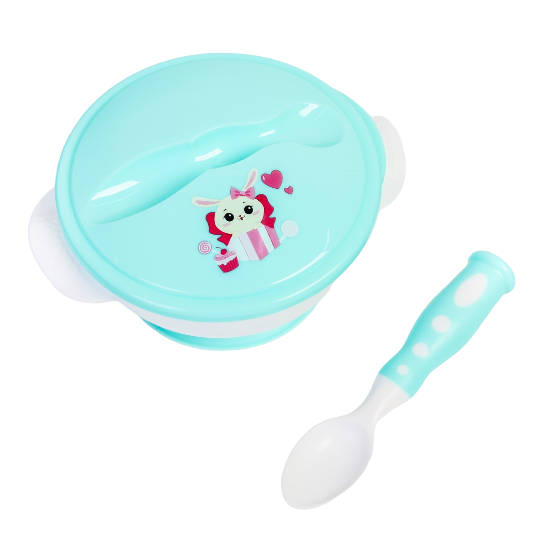 Набор детской посуды Mum&Baby Зайчик 3 пр. цвет бирюзовый 3630404