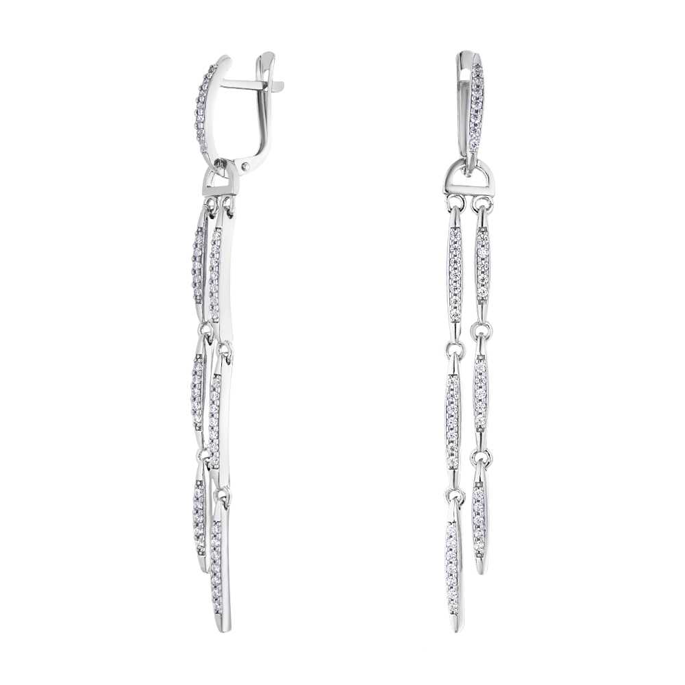 

Серьги подвески из серебра ЮВЕЛИР КАРАТ , фианит
