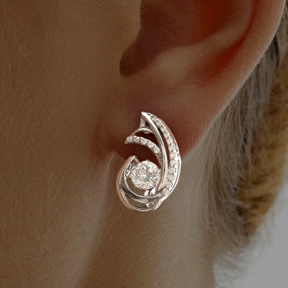 

Серьги из серебра ЮВЕЛИР КАРАТ 2124544/9, фианит, 2124544/9