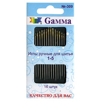 Набор игл Gamma 1-5 N-309 швейных ручных 16 шт