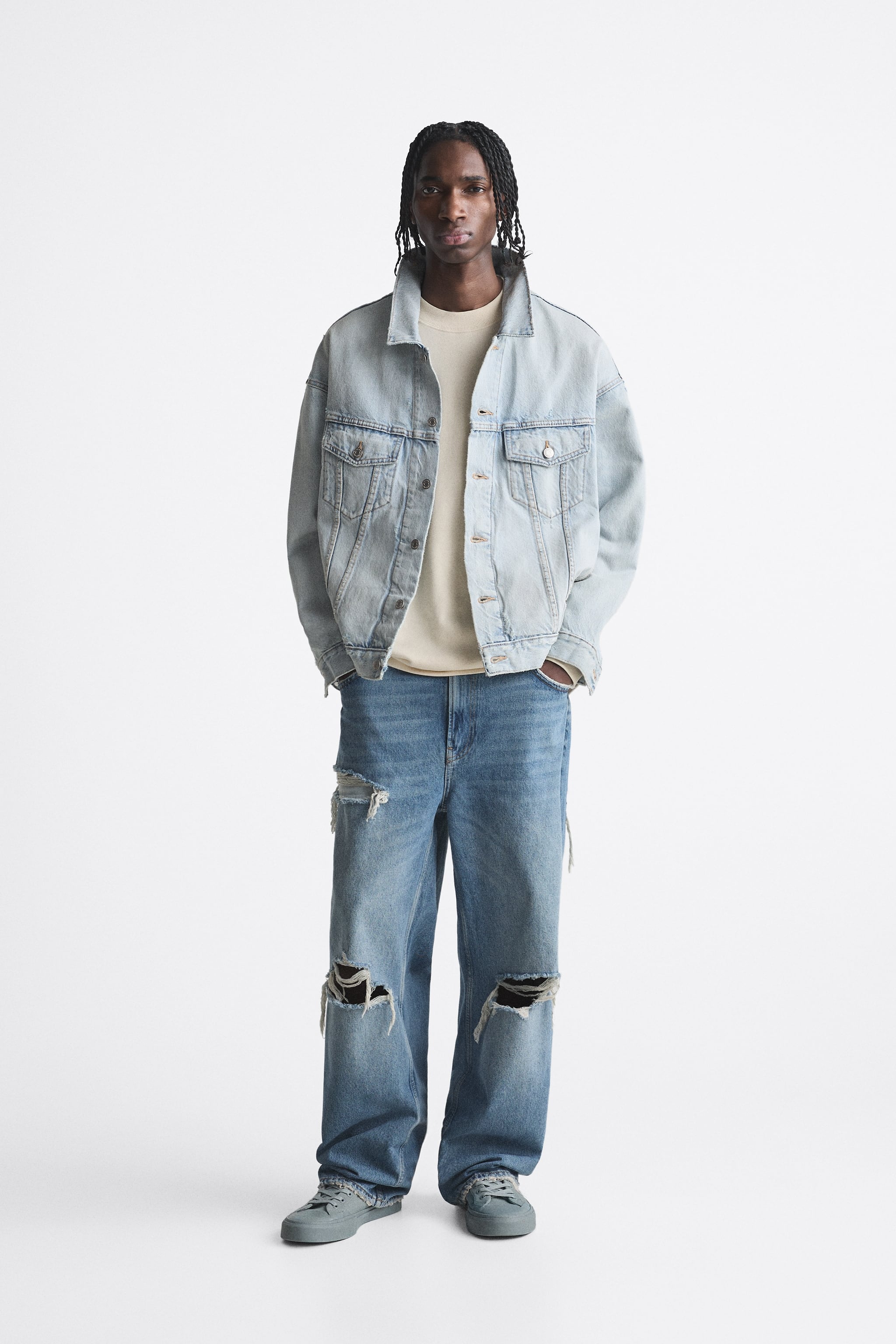 

Джинсовая куртка мужская ZARA 00250400 синяя M (доставка из-за рубежа), Синий, 00250400