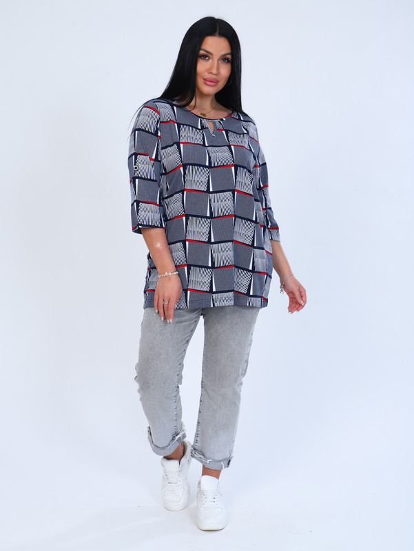 

Блуза женская New Life jersey 109-217 синяя 48 RU, 109-217