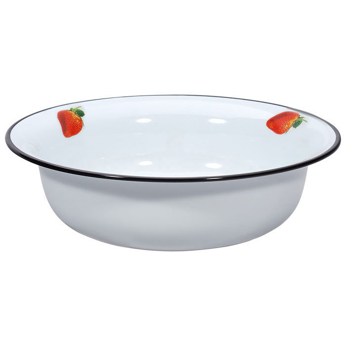 Миска 4л Лысьвенская эмаль С-0314/5 Сочная клубника белый