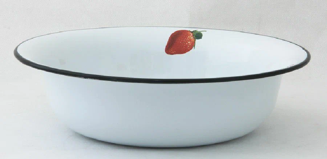 Миска 4л Лысьвенская эмаль С-0314/5 Сочная клубника белый