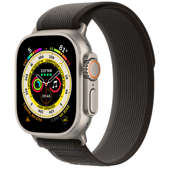 фото Умные часы apple watch ultra gps + cellular 49мм titanium case with black/gray trail loop