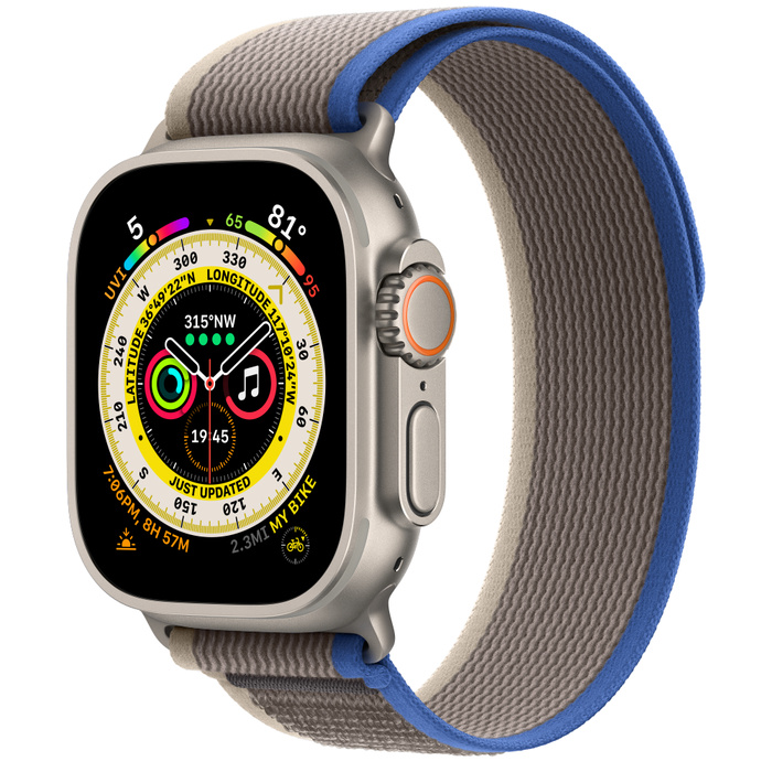 фото Умные часы apple watch ultra gps + cellular 49мм titanium case with blue/gray trail loop m