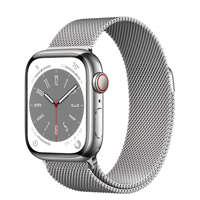 фото Часы apple watch series 8 gps + cellular 41мм stainless steel case with milanese loop silv