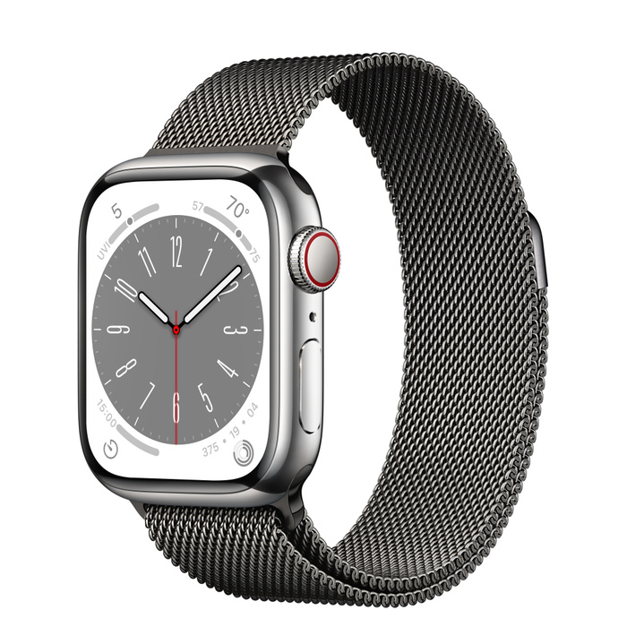 фото Часы apple watch series 8 gps + cellular 41мм stainless steel case with milanese loop grap