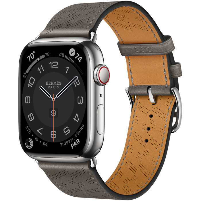 фото Умные часы apple watch hermes 8 series gps + cellular 45mm silver stainless steel case wit